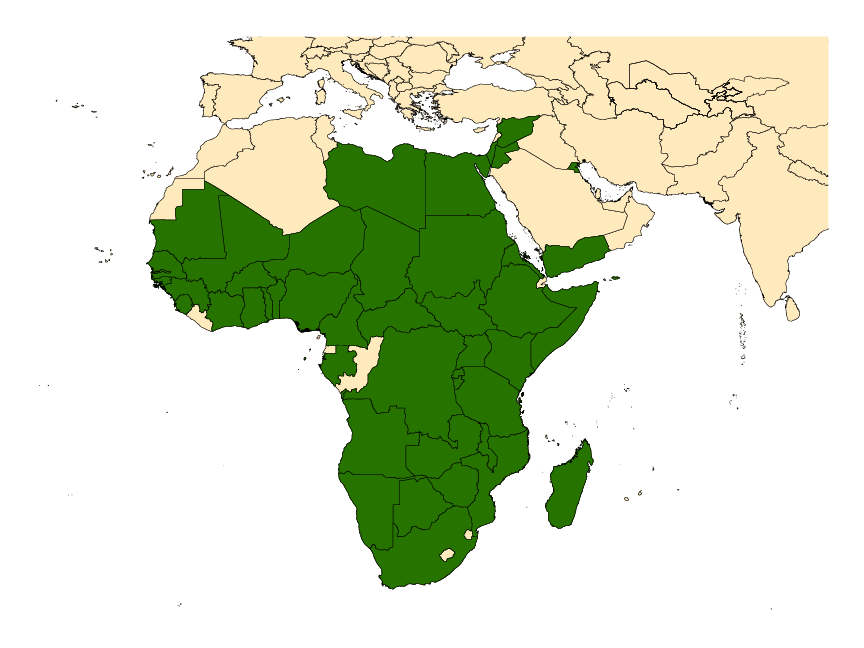 Distribution map for <em>Anopheles pharoensis</em> Theobald, 1901